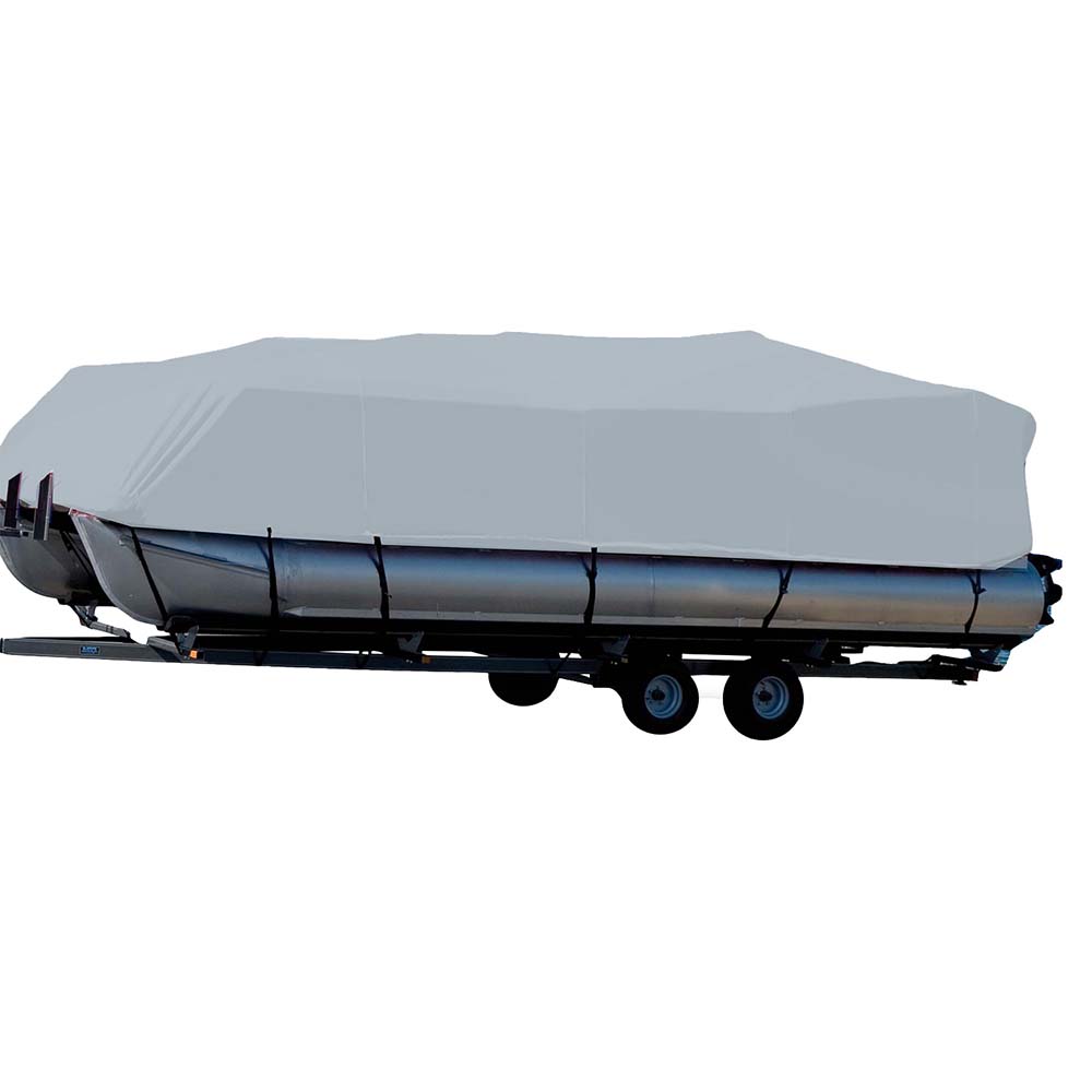 Carver Sun-DURA&reg; Styled-to-Fit Boat Cover f/24.5' Pontoons w/Bimini Top &amp; Partial Rails - Grey