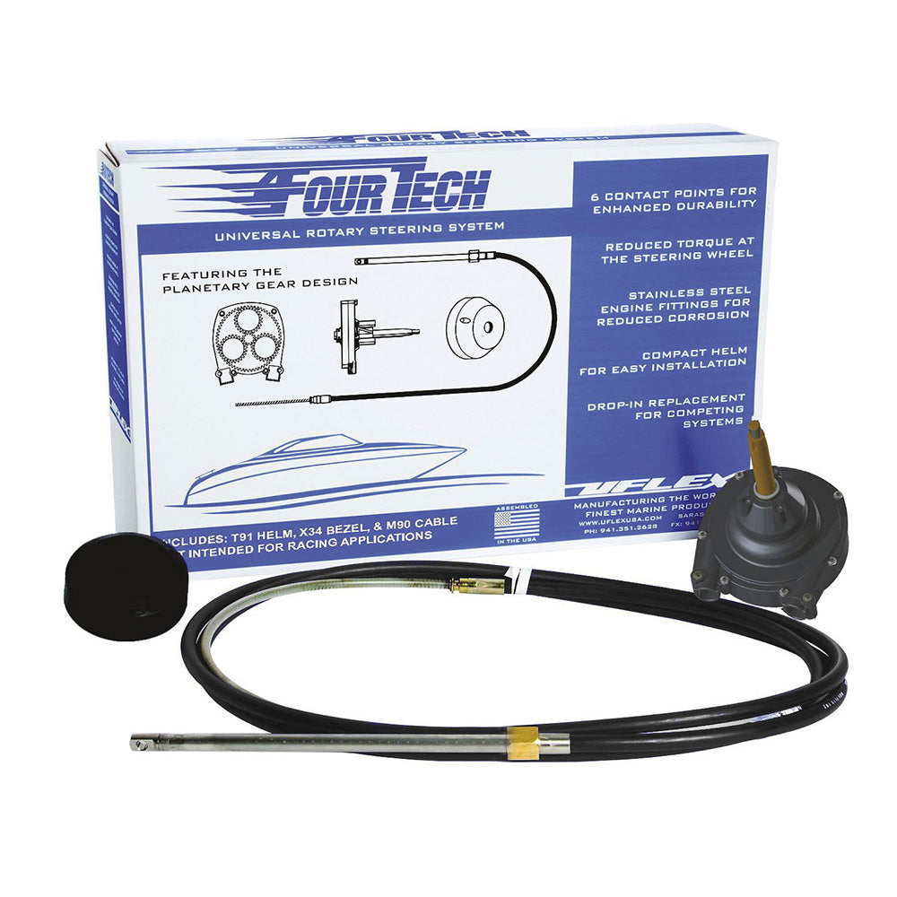 Uflex Fourtech 8' Black Mach Rotary Steering System w/Helm, Bezel &amp; Cable