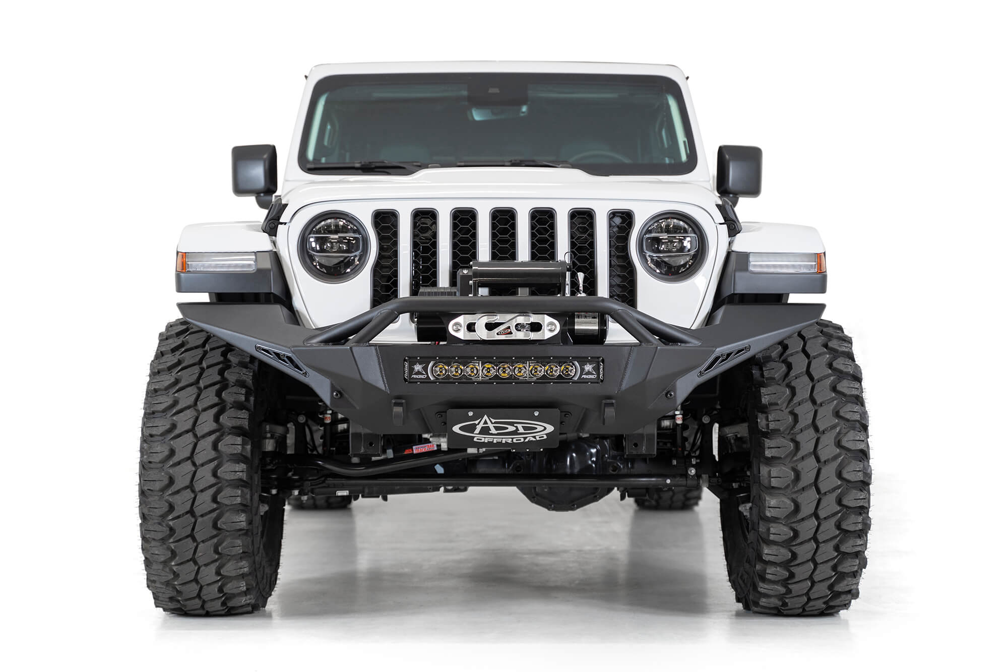 2007+ Jeep JL JLU JT Wrangler , Gladiator Stealth Fighter Front Bumper Addictive Desert Designs License Plate Bracket