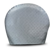 ADCO 3754 Silver #4 Diamond Plated Steel Vinyl Tyre Gard Wheel Cover, (Set of 2) (Fits 24"-26")