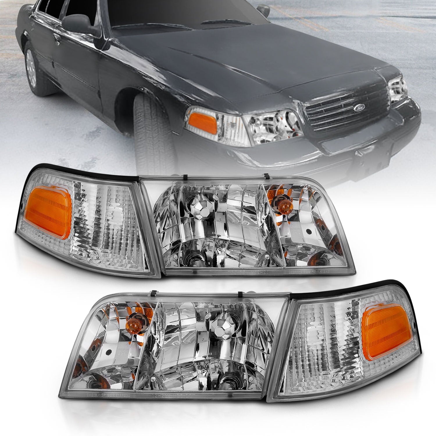 Crystal Headlight Set; Clear Lens;