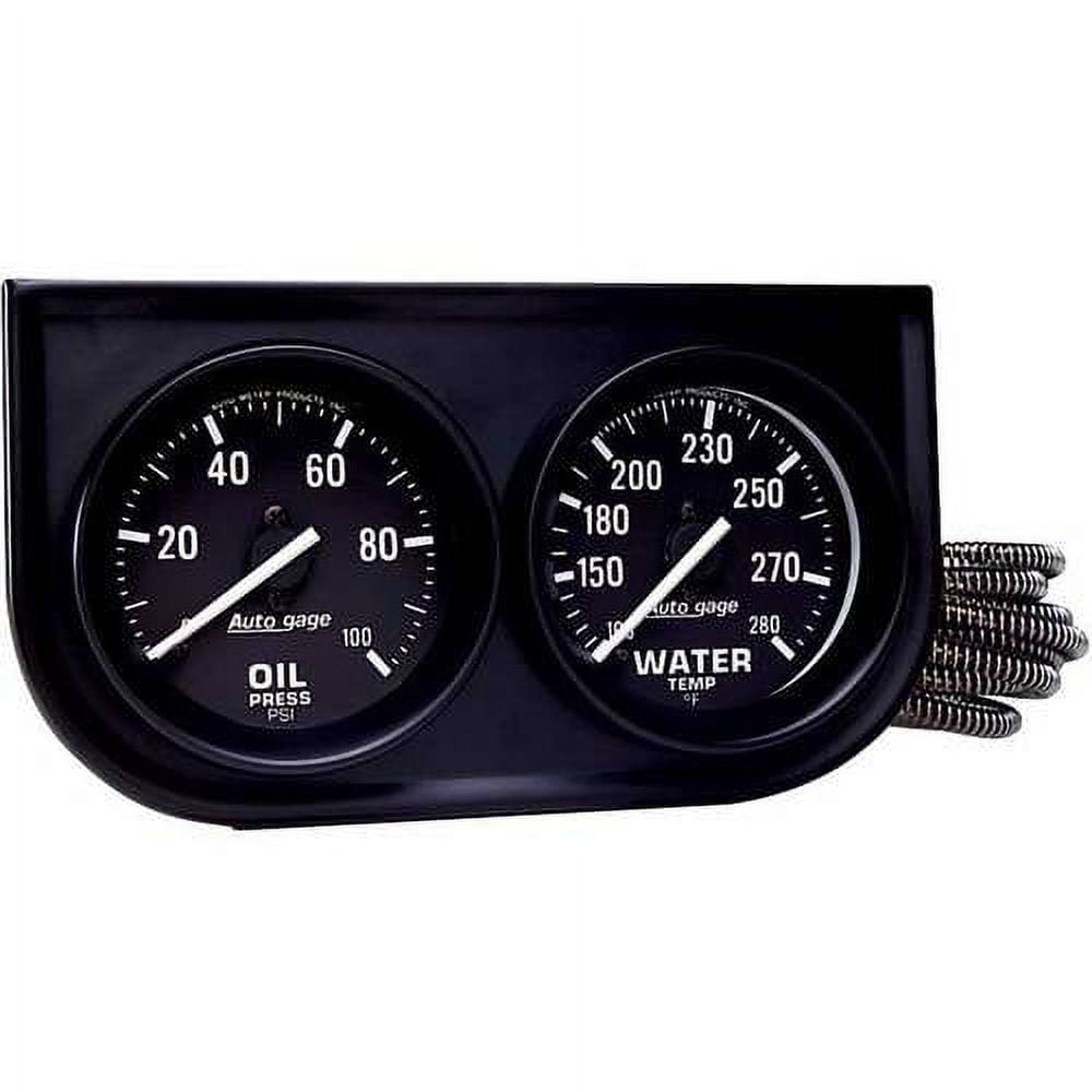 AUTO METER 2392 2IN 2 GAUGE CONSOLE, OIL/ WATER, MECH, BLACK