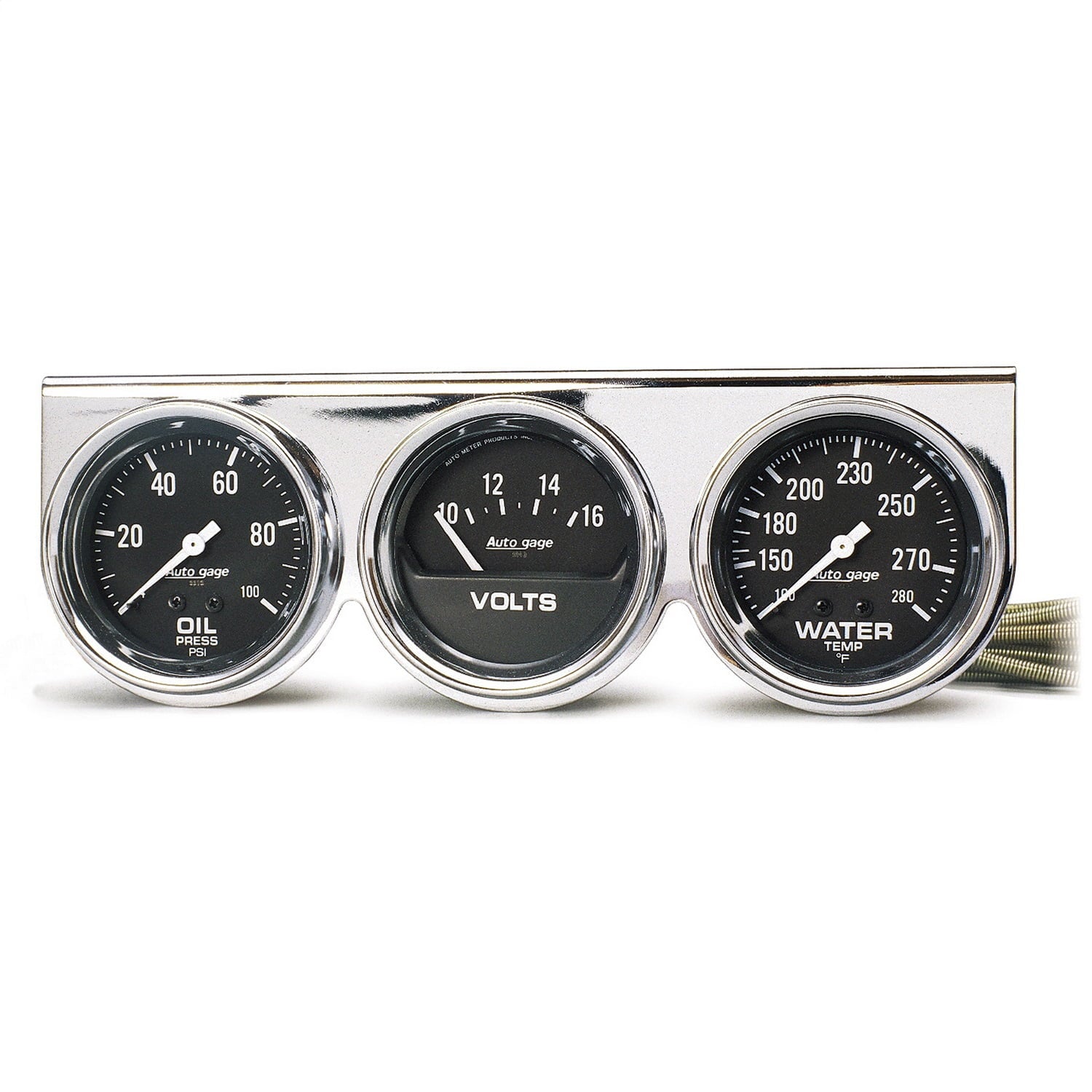 AUTO METER 2399 2-5/8IN 3 GAUGE CONSOLE, OIL/WATER/VOLT, CHROME