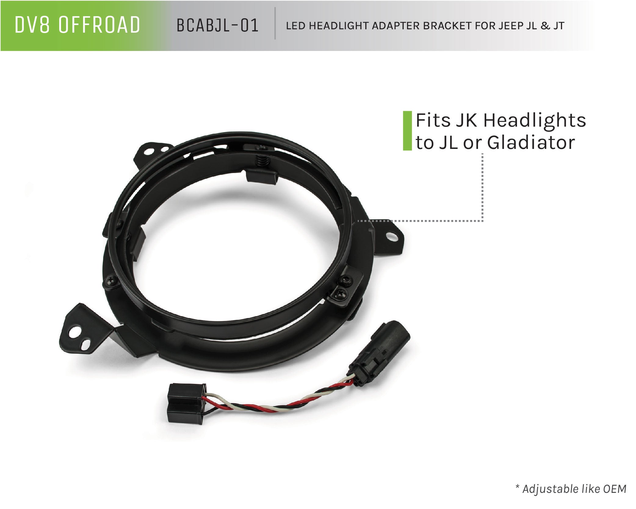 LED Headlight Adapter Brackets For Jeep JL & JT