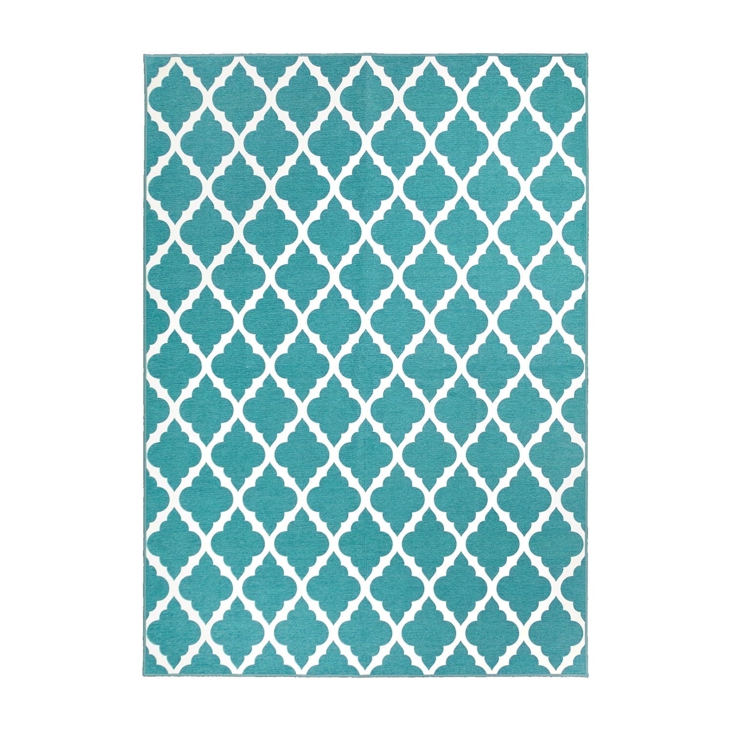 Moroccan Trellis Teal 5X7 Washable