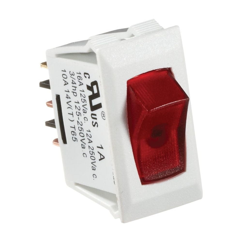10A White W/Red Rocker Sw