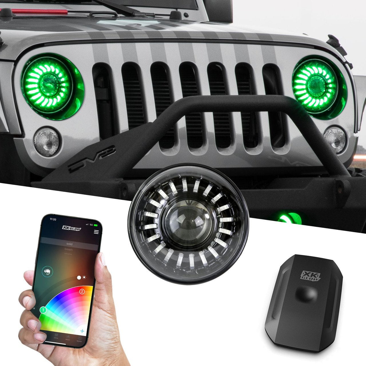 2PC 7' Xkmax Rgbw LED Wrangler Jk T